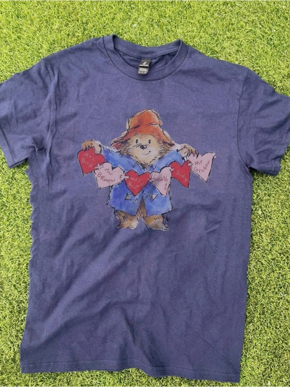 Gildan Navy Paddington Bear Heart Banner Tee
